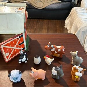 Vintage Fisher-Price Farm Animal Playset with Barn, incomplete
